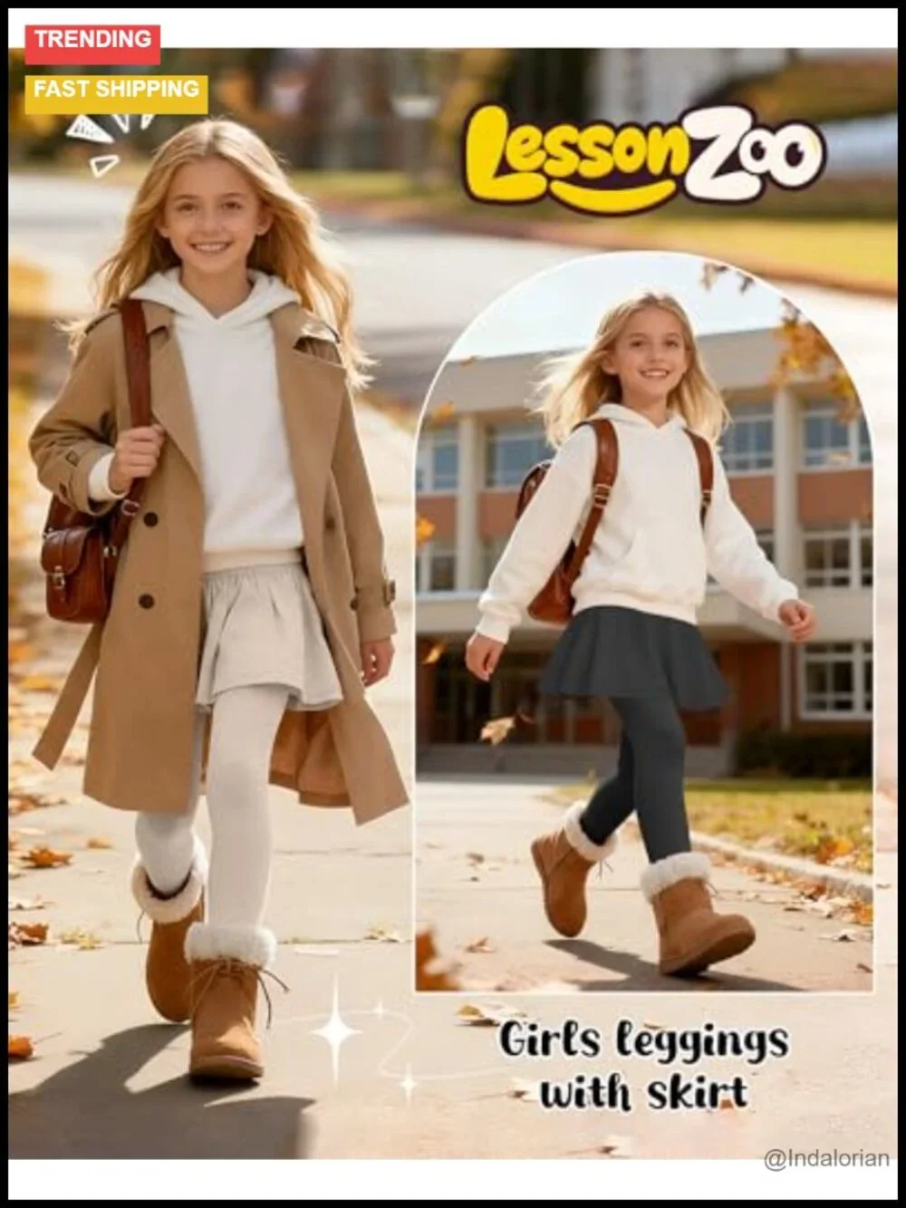 Girls Fleece Lined Skirt Leggings 4 Pack